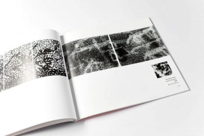Otwarta książka, na obu stronach czarno-białe niewyraźne zdjęcia.